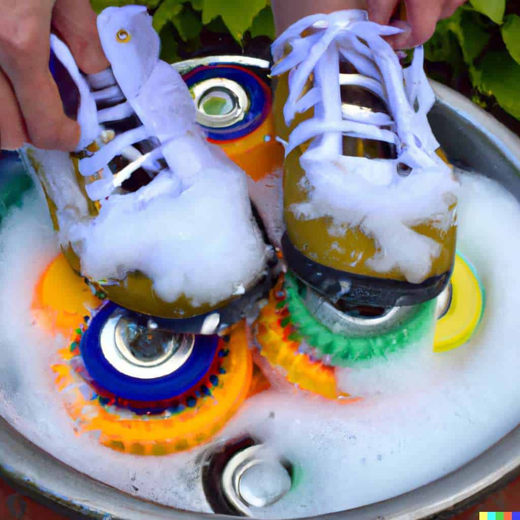 Fun picture of cleaning roller skates